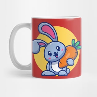 Cute Rabbit Holding Carrot Cartoon Mug